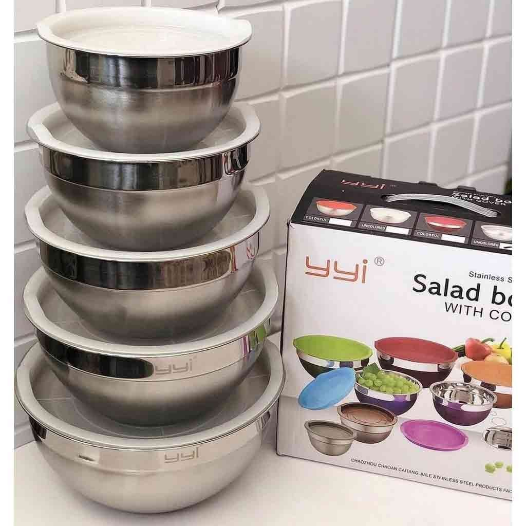 لگن استیل ۵ تکه درب دار