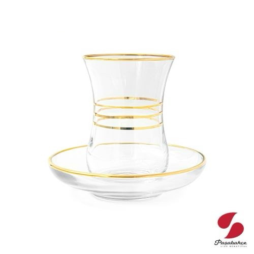 سرویس چای خوری ۱۲ پارچه پاشاباغچه مدل لب طلا
