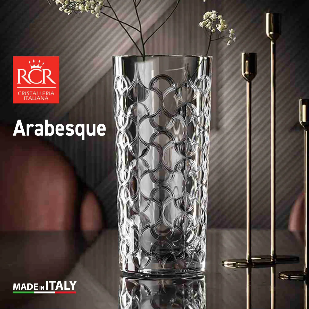 گلدان کریستال RCR ار سی ار مدل آرابسکو arabesque